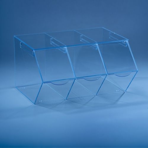 Контейнер от Плексиглас с Три Гнезда за Насипни Храни, Ядки и Бонбони
