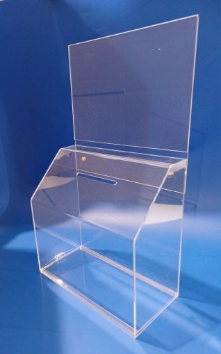 Плексигласова кутия с джоб за постер – за дарения и томболи
