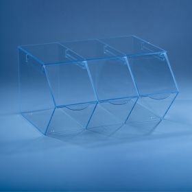 Контейнер от Плексиглас с Три Гнезда за Насипни Храни, Ядки и Бонбони