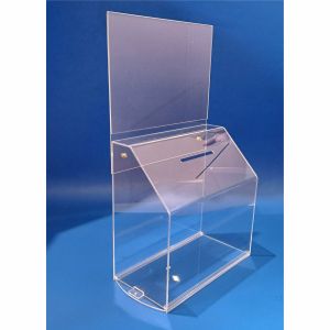 Плексигласова кутия с джоб за постер – за дарения и томболи
