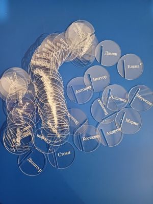 Табелки за чаши с имена от прозрачен плексиглас – за сватби и специални събития