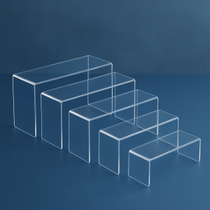 Комплект от 5 прозрачни П-образни стойки от плексиглас – за витрини, продукти, музеи и галерии