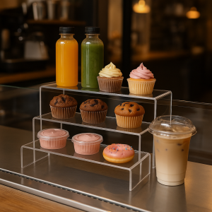 Комплект от 5 прозрачни П-образни стойки от плексиглас – за витрини, продукти, музеи и галерии