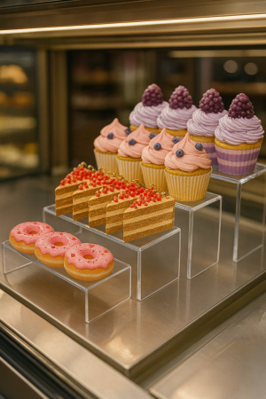 Комплект от 5 прозрачни П-образни стойки от плексиглас – за витрини, продукти, музеи и галерии