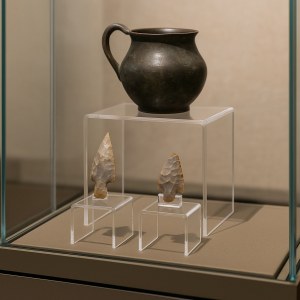 Комплект от 5 прозрачни П-образни стойки от плексиглас – за витрини, продукти, музеи и галерии