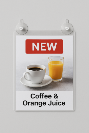 Прозрачен плексигласов джоб за информационен лист с вендузи